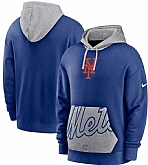 Men's New York Mets Nike Royal Gray Heritage Tri Blend Pullover Hoodie